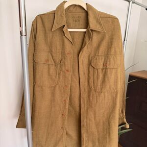 Vintage Olive Green Military Wool Uniform Shirt